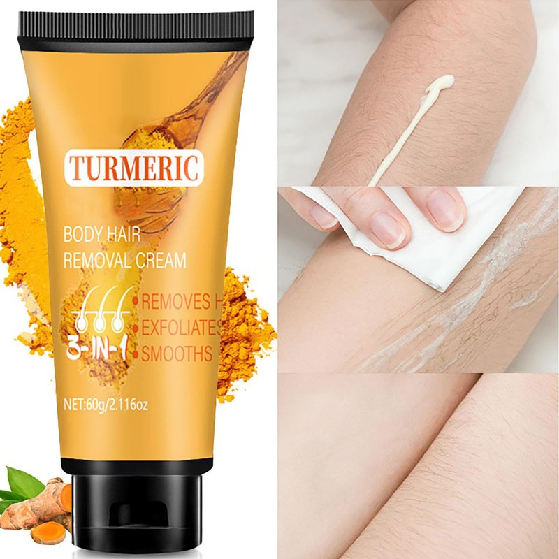 Turmeric Hair Removal Cream, Facial Depilatory Cream for Women, Womens Facial Hair Remover for Sensitive Skin for Upper Lip, Chin, Intimate Area, Arms, Legs, Gentle and Non-irritating