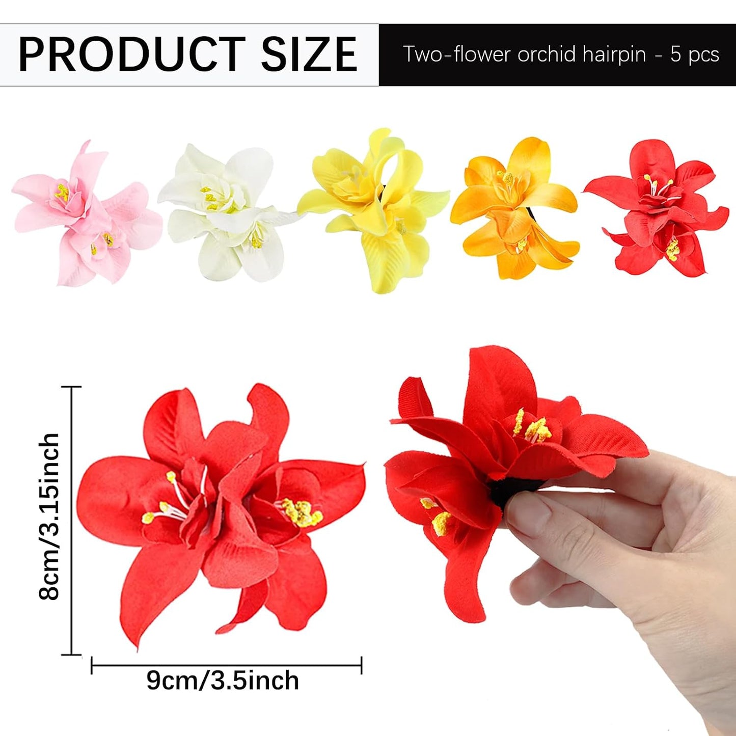 Hawaiian Artificial Flower Hair Clip - Tropical Floral Headdress Pins for Women | 5 Vibrant Colors
