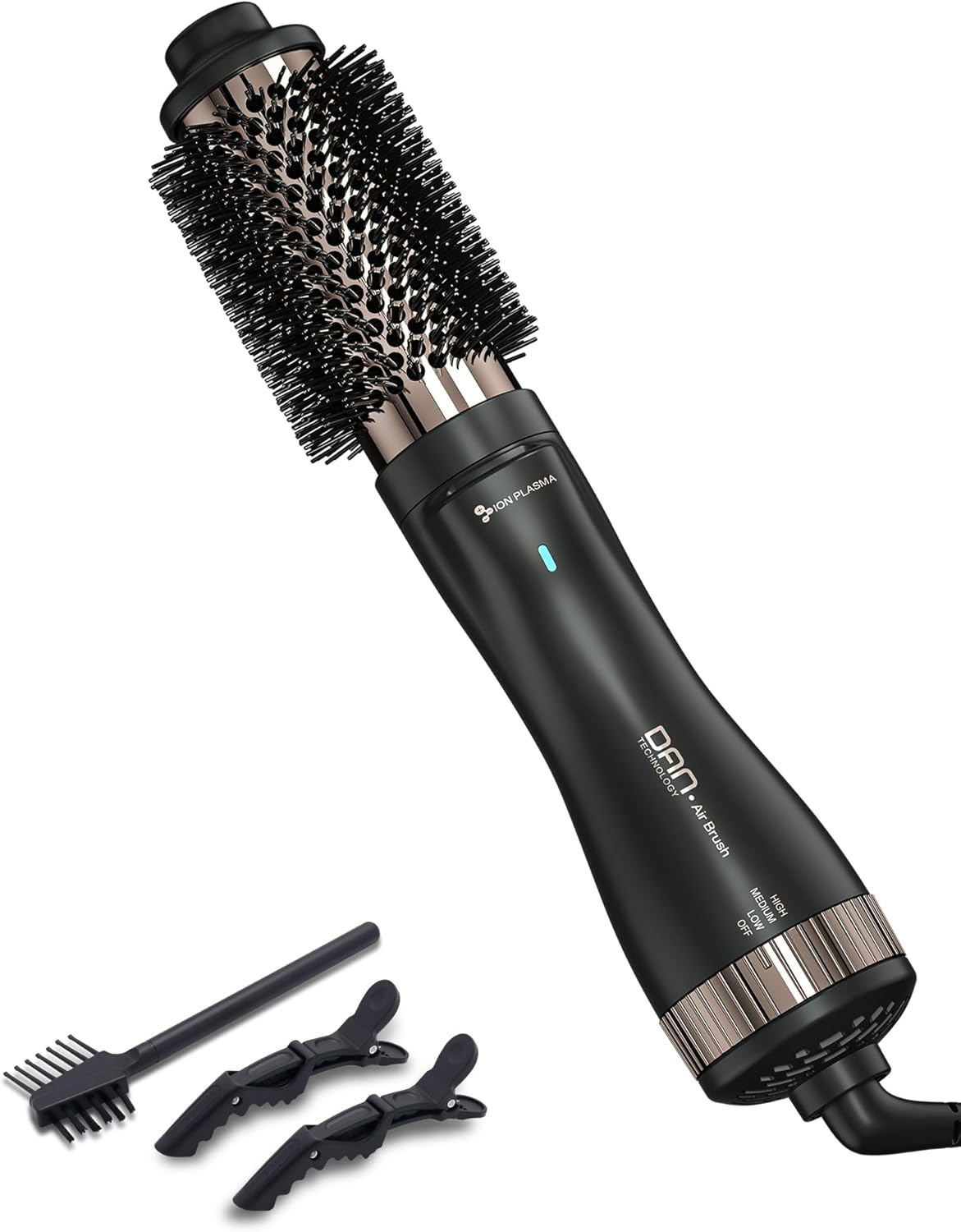 Heated Round Brush - Ionic Smoothing & Volumizing Hair Tool | 1.5 Inch Titanium-Ceramic for Short to Medium Hair (Black)