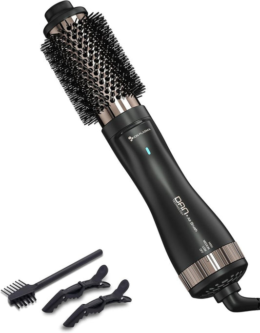Heated Round Brush - Ionic Smoothing & Volumizing Hair Tool | 1.5 Inch Titanium-Ceramic for Short to Medium Hair (Black)