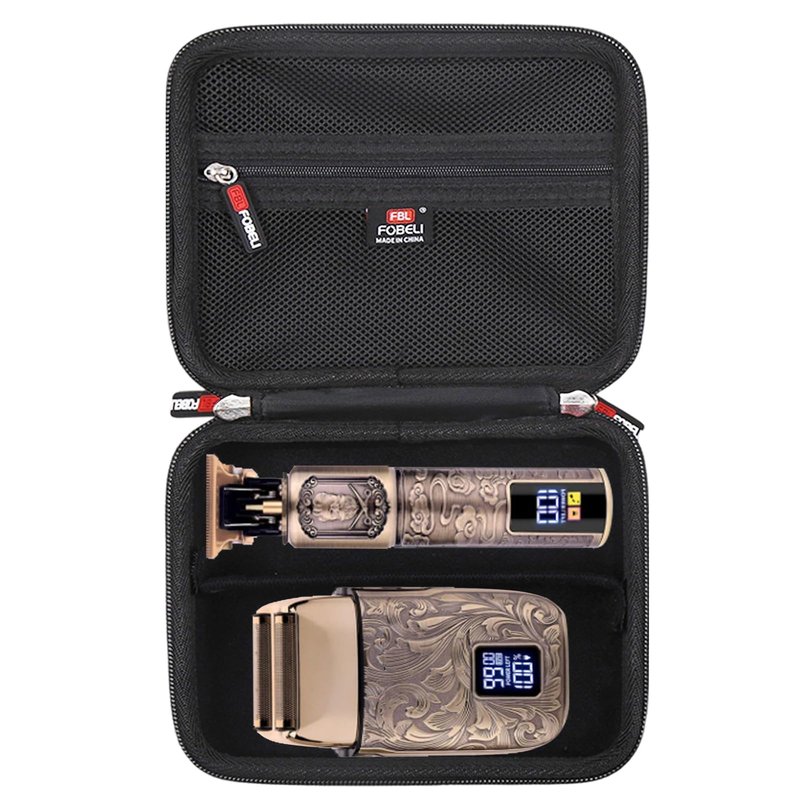 FBLFOBELI Hard Storage Case for Ufree/for Hatteker/for Brightup FK-8788T/ for Wahl 9916-817V Electric Razor Foil Shavers, Hair Beard Trimmer Grooming Shaving Kit Holder (PU Black)