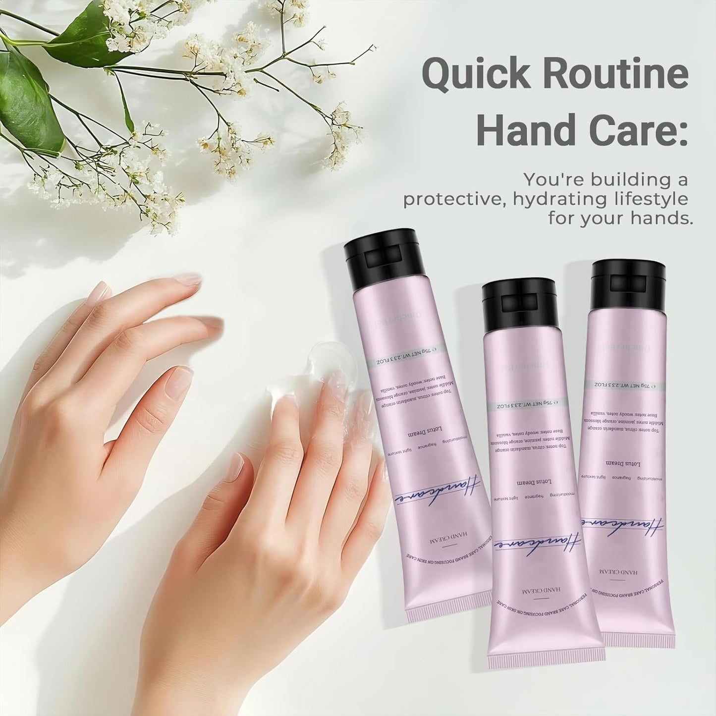 Lotus Dream Hand Cream for Dry Cracked Hands - Travel Size 2.33fl.oz | Perfect Birthday & Bridesmaid Gift Set