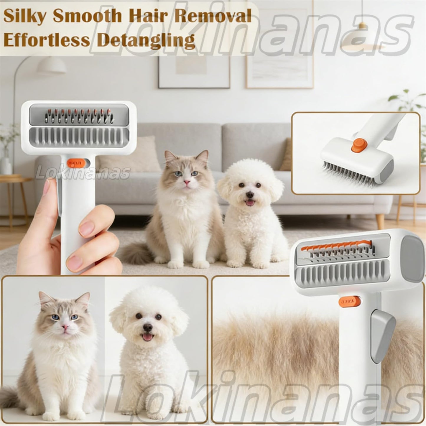 2026 New 2-in-1 Pet Self-Detangling & Grooming Comb, 2-in-1 Pet Comb Untangle & Remove Tangles One-Touch Switch, Pets Grooming Brush Detangle, Deshed, Massage for Dogs & Cats (1PC)