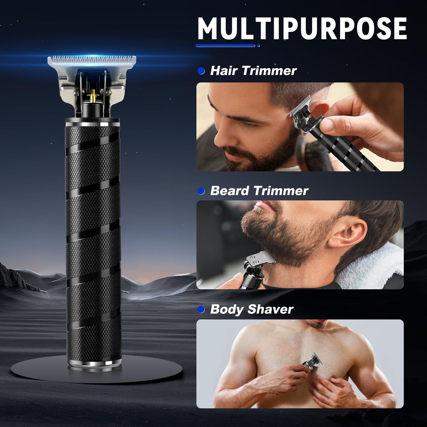 Ufree Hair Trimmer for Men, Beard Trimmer for Men Electric Razor Shavers Cordless Hair Clippers for Men, Zero Gapped T Blade Liners Grooming Hair Cutting Kit, Valentines Day Gifts for Men(Silver)
