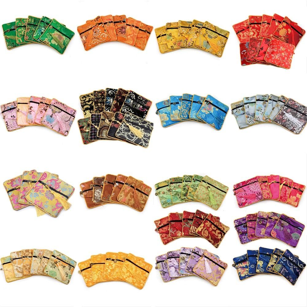 Chinese Style Money Bag Dragon Small Handbag Mini Embroidery Canvas Coin Purse Sweet Tassel Flower Jewelry(T)