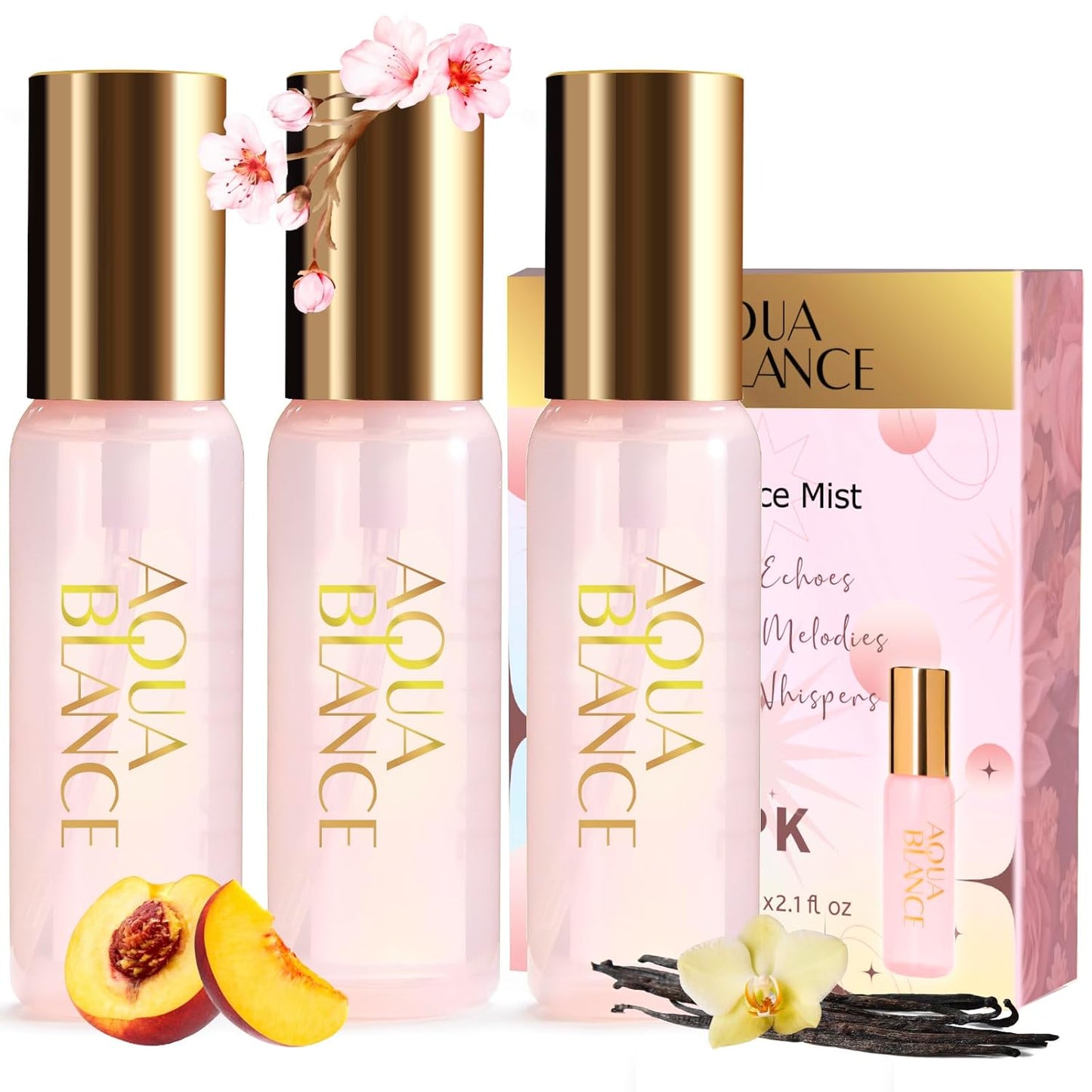 AQUA BLANCE Body Spray Set for Women - Travel Size 3-Pack | 60ml Each, 3 Unique Scents
