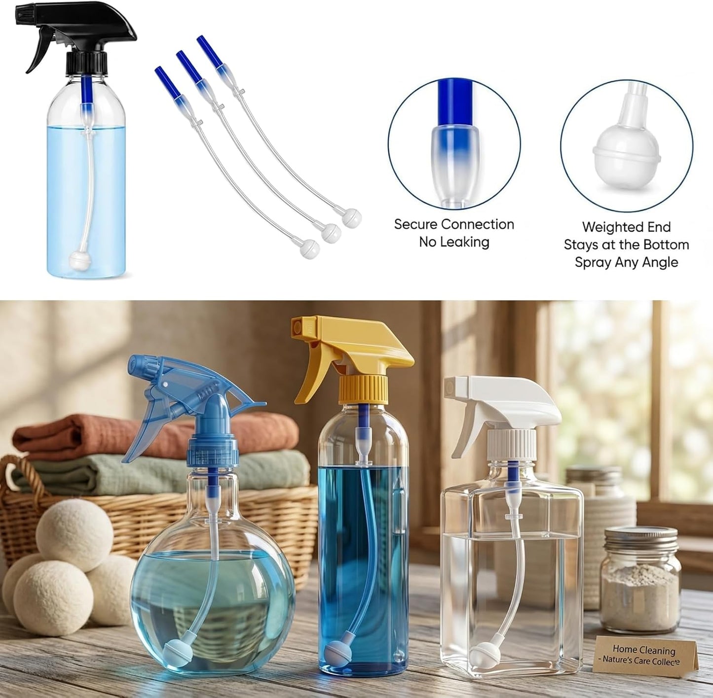Universal 360° Spray Bottle Adapter Kit - Multi-Angle Sprayer Attachment for Home & Kitchen | 3PCS