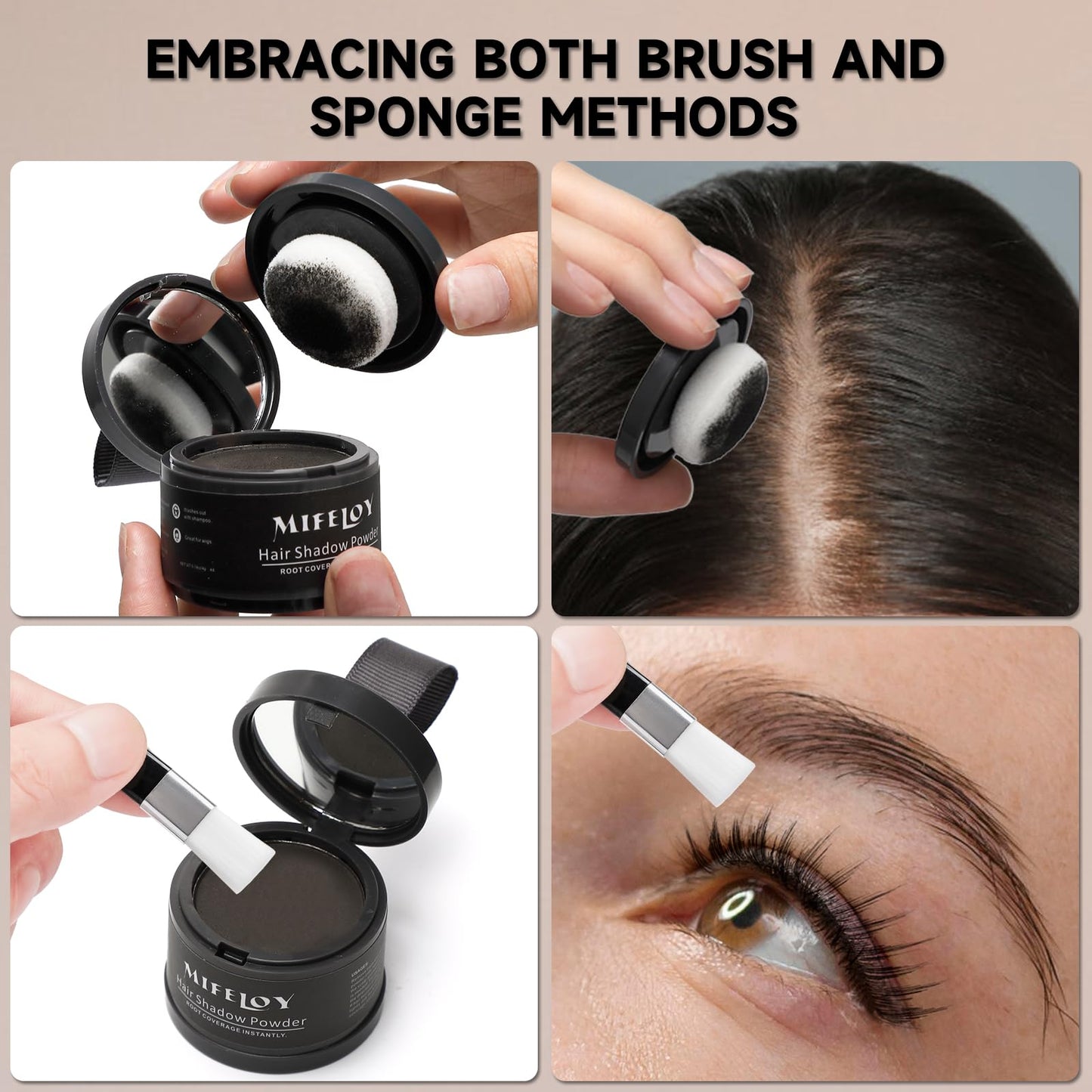 MIFELOY 2 Pack Root Touch Up Powder, Cover Up Hair Color, Root Coverage for Women and Men, Concealer for Beard Line, Eyebrow, and Thinning Grey Hairline