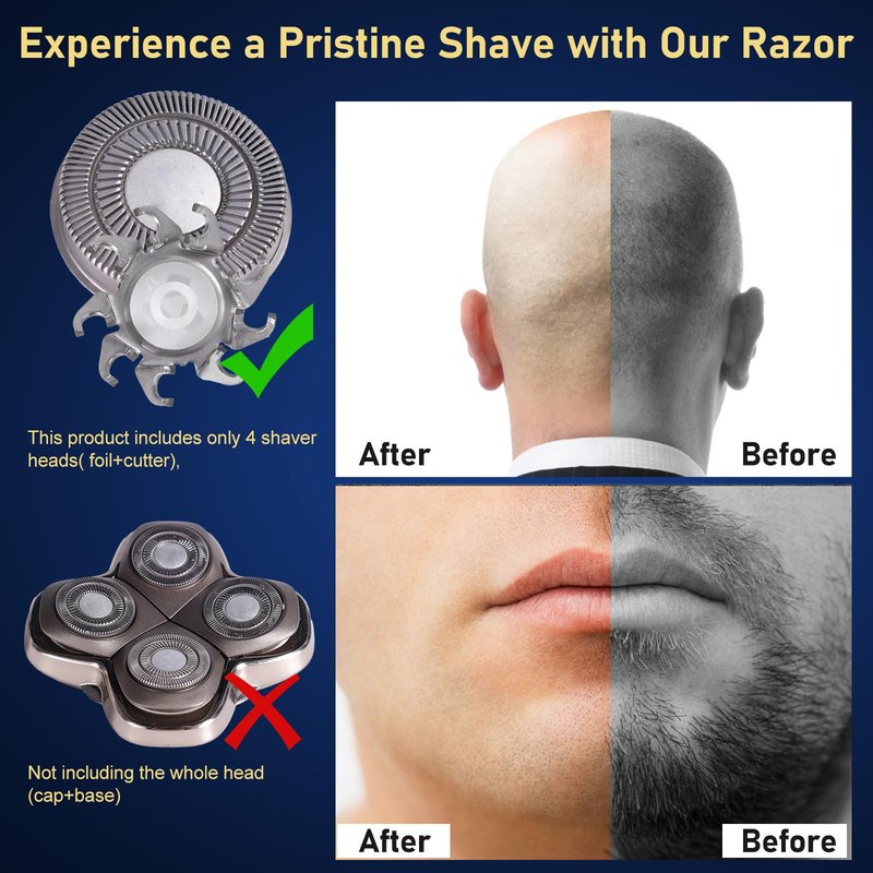 4pcs Shaver Replacement Blades for Skull Shaver Pitbull Caver PRO Series,Replacement Heads Compatible with Skull Shaver Pitbull Gold/Silver/Platinum/Diamond Pro Shaver and Palm Shaver
