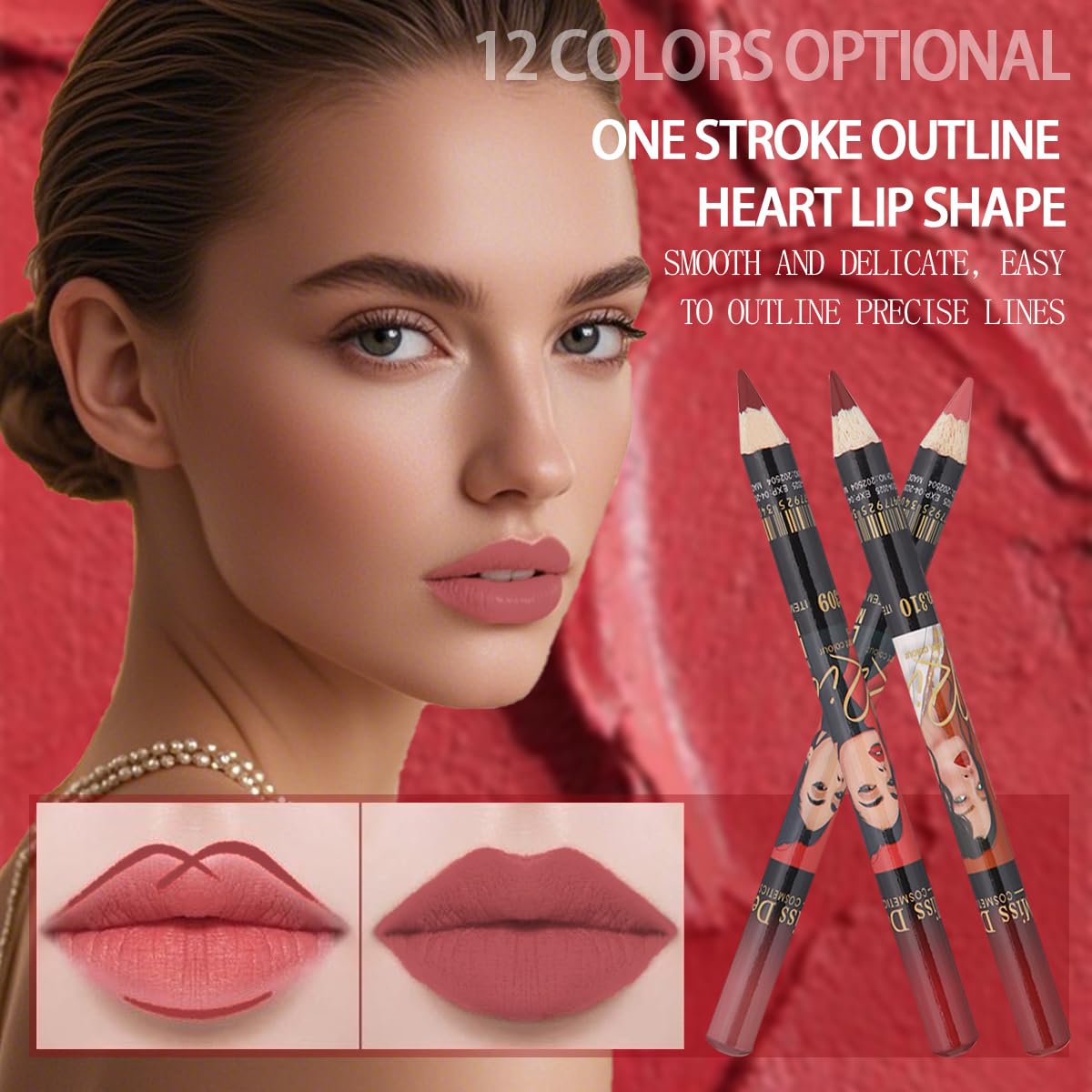 Katiluxiya 12PCS Lip Liner Pencils Set Pack for Shaping & Sculpting Lips, Modifieddark Lip Color Lipsticks,Long-Lasting Waterproof Lipsticks. (03, Color)