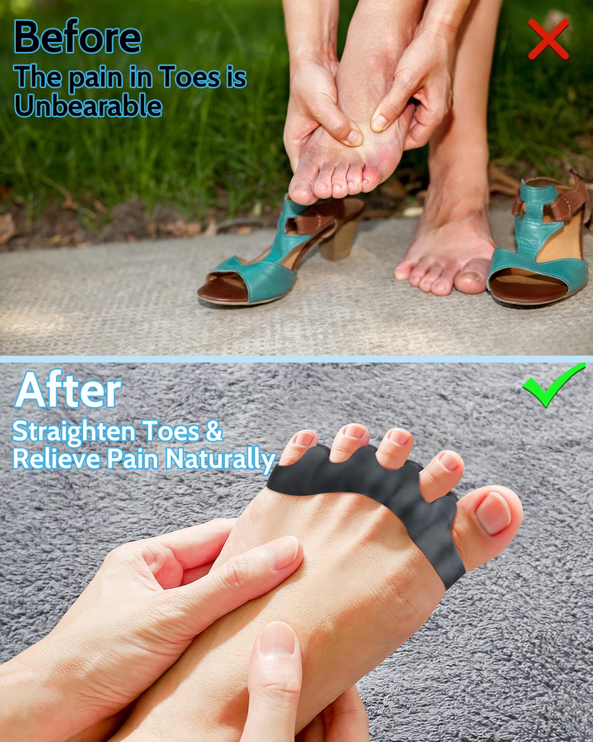 Snqqmtt 4PCS Silicone Toe Separators Spacers for Kids, Bunion Corrector for Overlapping Toes, Toe Straightener for Relieve Plantar Fasciitis (Small)