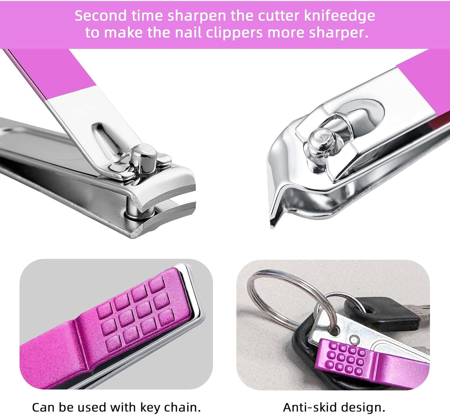 Manicure Set - 8 in 1 Nail Clipper Kit for Travel | Professional Fingernail & Toenail Tools in Purple