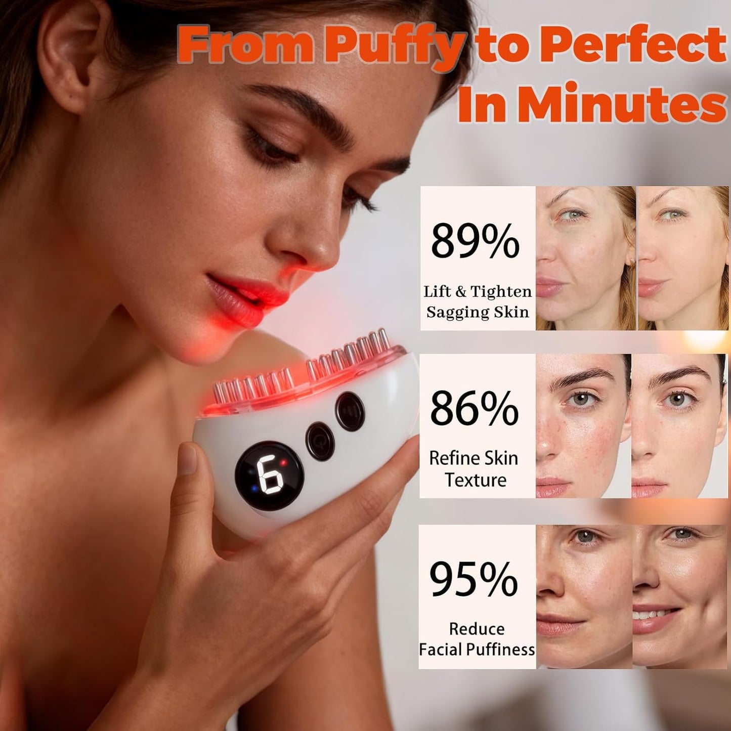 Electric Lymphatic Contour Face Brush - 9 Heating Levels, Massage & Vibration Tool for Double Chin & Jawline Sculpting