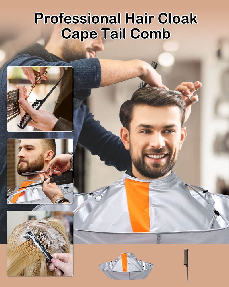 Lictin Hair Cutting Cape - Haircut Cape Umbrella Waterproof Hair Cloak Barber Cape Foldable Hairdressing Umbrella Cape Apron with 1PCS Black Comb