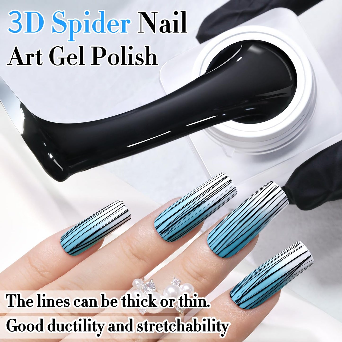 Double Rhythm 3D Nail Gel Solid Sculpting Gel for Nail Art Non-Sticky Hard Gel for Building Carving Molding Nail Extension Soak Off UV/LED Salon Home DIY 0.5 Oz (Spider Black)