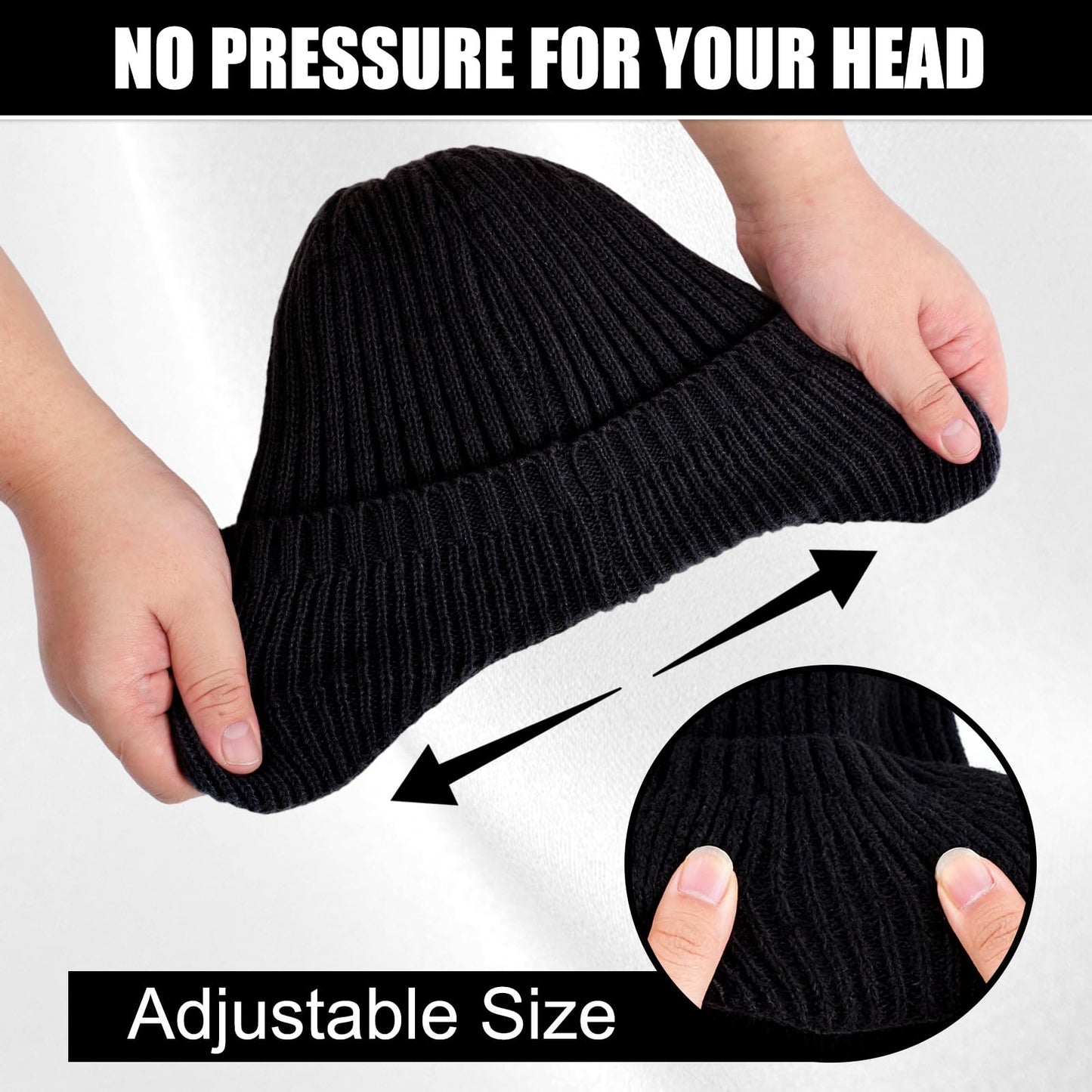 Cozy Head Beanies for Women Men, 2026 New Cozyhead Hats with Brim and Ear Flaps Outdoor Winter Warm Knitted Black