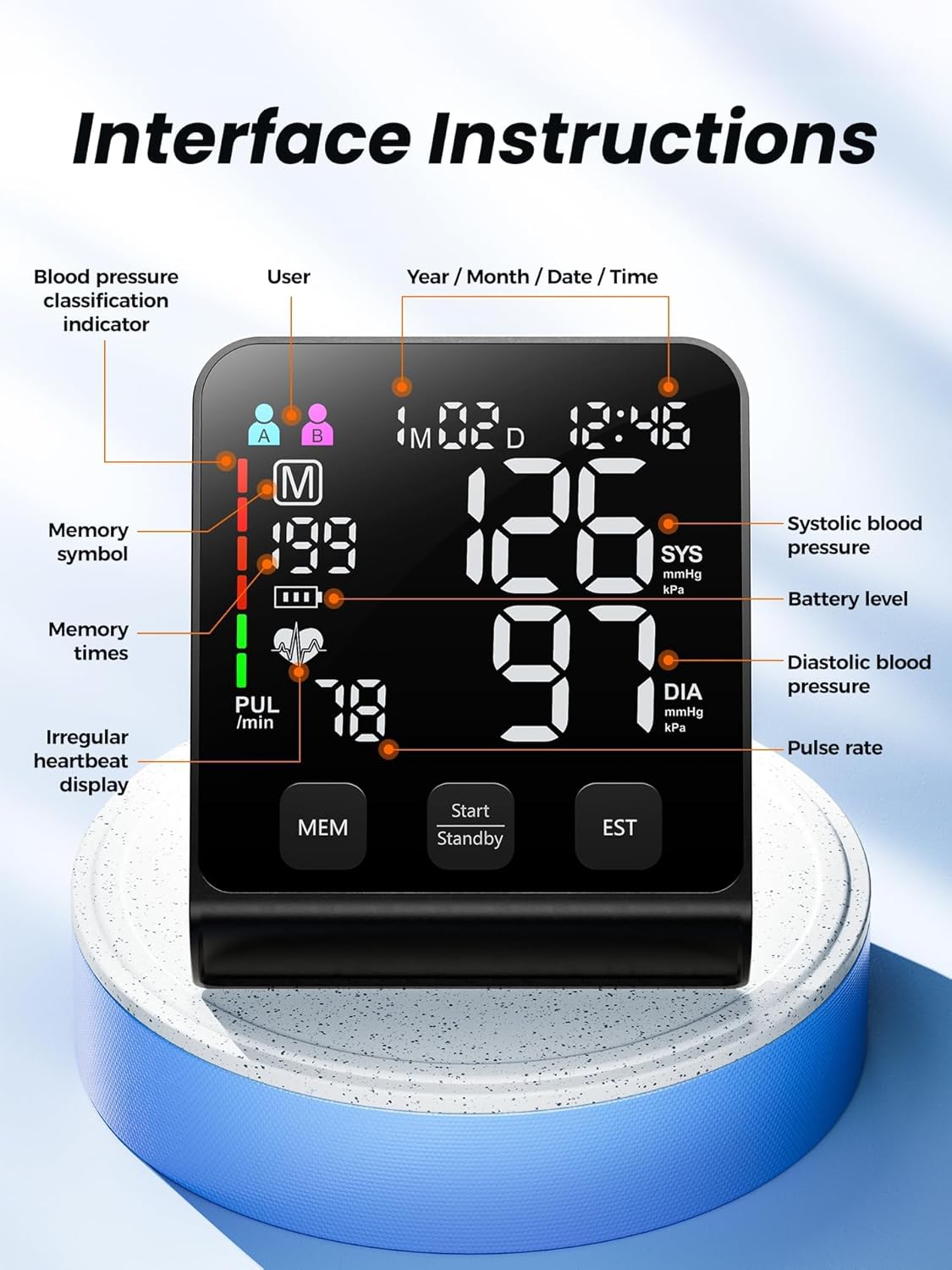 Blood Pressure Monitor - FDA-Cleared Home & Travel BP Machine | Adjustable Cuff for Seniors & Pregnancy, Accurate Health Tracking