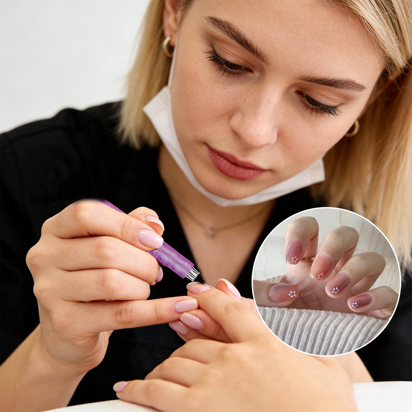 3 Pack Acrylic Nail Pens Set - Embossing Stylus with 5 Stainless Steel Ball Tips for Precise Nail Art Design, Tracing and Dotting Tool, Essential for Nail Art Studios