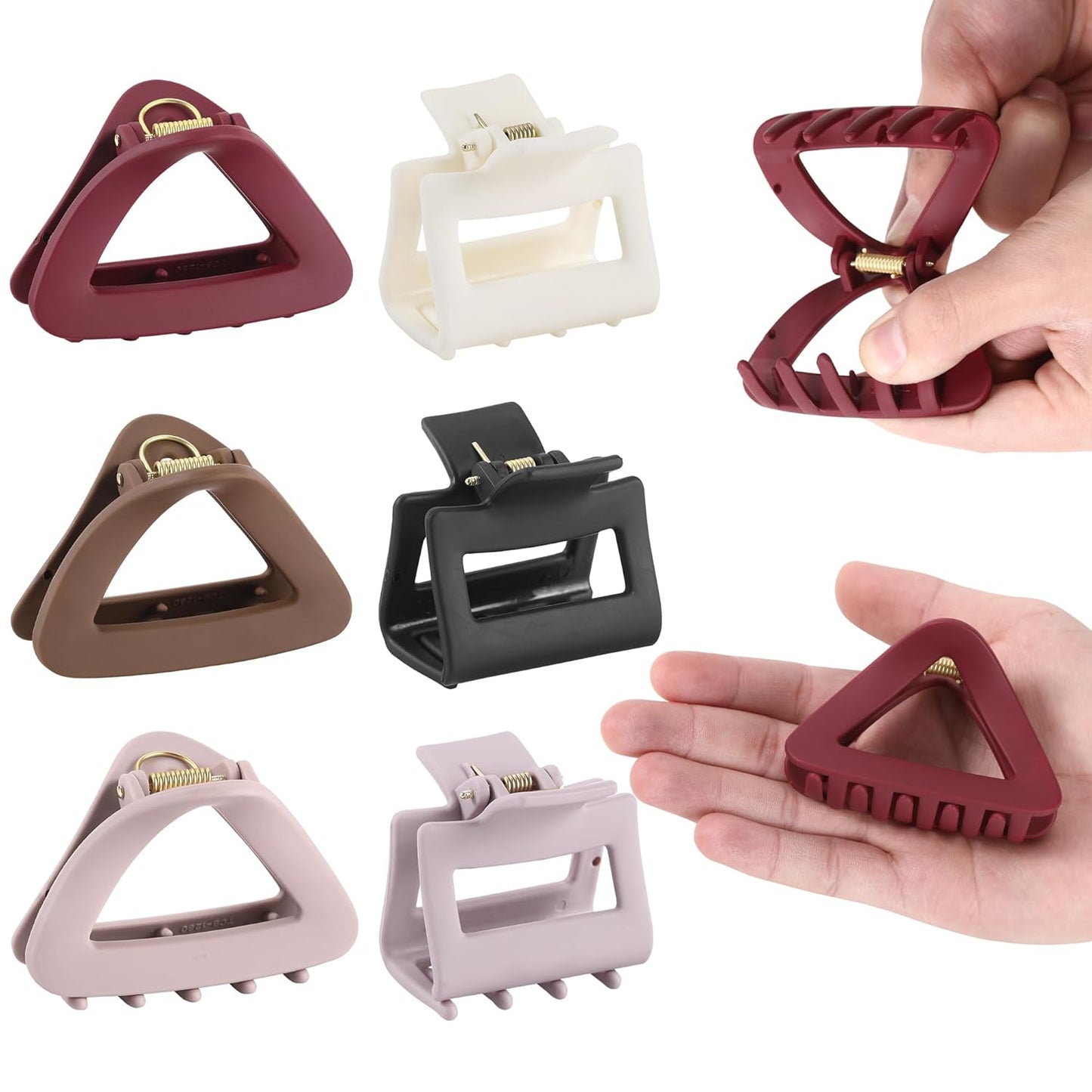 Triangle Hair Claws for Women - 6Pcs Flexible Unbreakable TPEE-Silicone Clips | Durable Non-Slip Medium Claw Set for All Hair Types