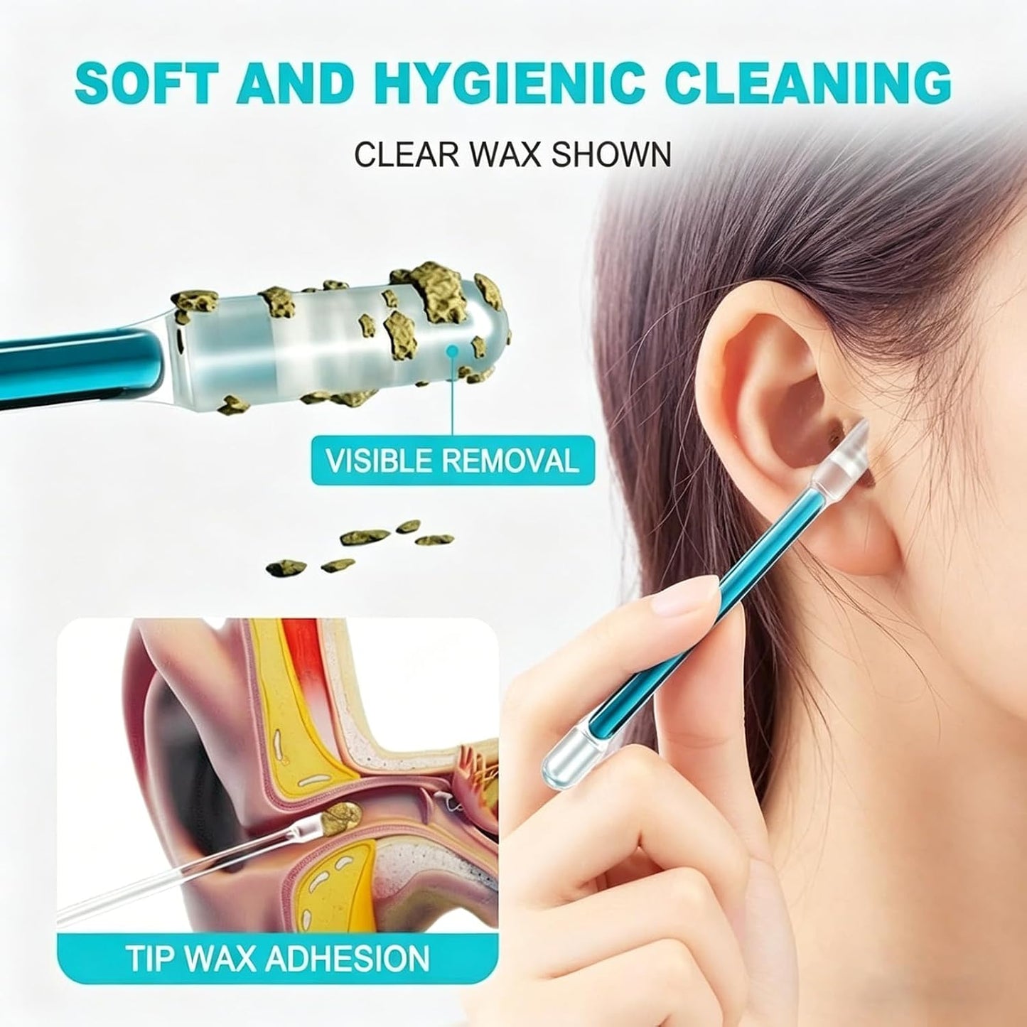 Sticky Ear Cleaning Sticks - 48 Pcs Adhesive Ear Wax Removal Kit | Gentle Tool for All Ages
