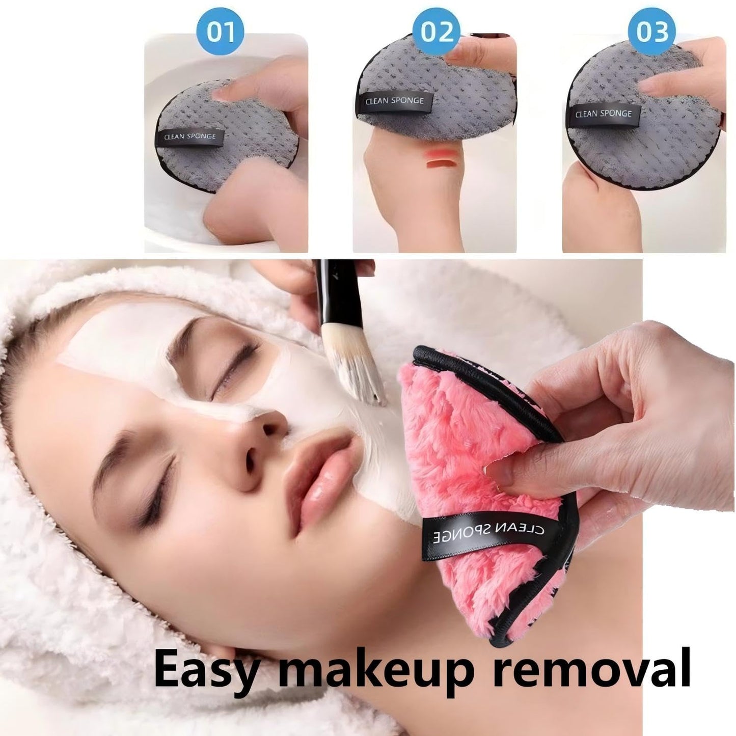 Reusable Soft Makeup Remover Pads for All Skin - 4 Pack Microfiber Face Rounds Wipes Heavy Mascara Eye Shadow Facial Cleansing Puffs Foundation, Washable Removal Cloth, Chemical Free