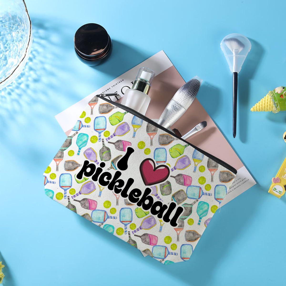 Pickleball Makeup Bag, Pickleball Accessories, Pickleball Stuff, Pickleball Gifts for Women Girl Sister Daughter Friend Graduation Friendship Birthday Gifts for Pickleball Lovers, Cosmetic Bag