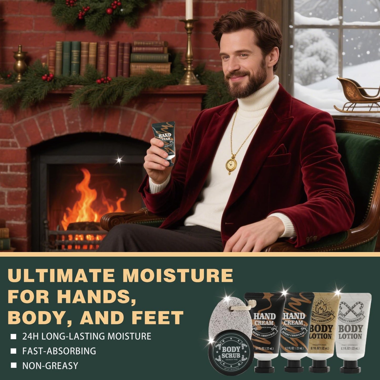 Rinse&Robust Mens Christmas Gifts 2025 Advent Calendar 24PCS Beauty Advent Calendar for Men Christmas Advent Calendars Holiday Gifts 24 Days Countdown Calendar Beard Care Grooming for Men