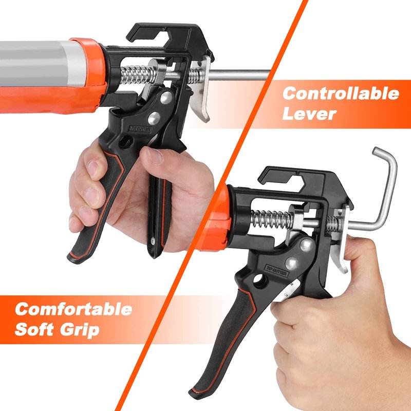 ValueMax Caulk Gun, 9 Inch Silicone Sealant Caulking Gun for Caulking/Filling/Sealing, Trigger Comfort Grip and Iron Smooth Rod, Ideal for Tiles, Window Joints, 8:1 Thrust Ratio