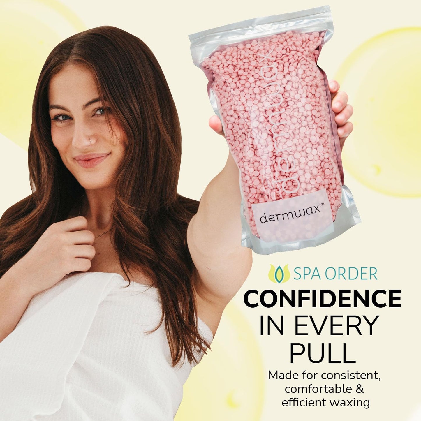 Dermwax Pink Chiffon Hard Wax Beads – Creamy Professional Hard Wax with a Cotton Candy Pink Finish - Ideal for Brazilian Hair Removal – Quick Drying & Pliable - Suitable for all Skin & Hair Types