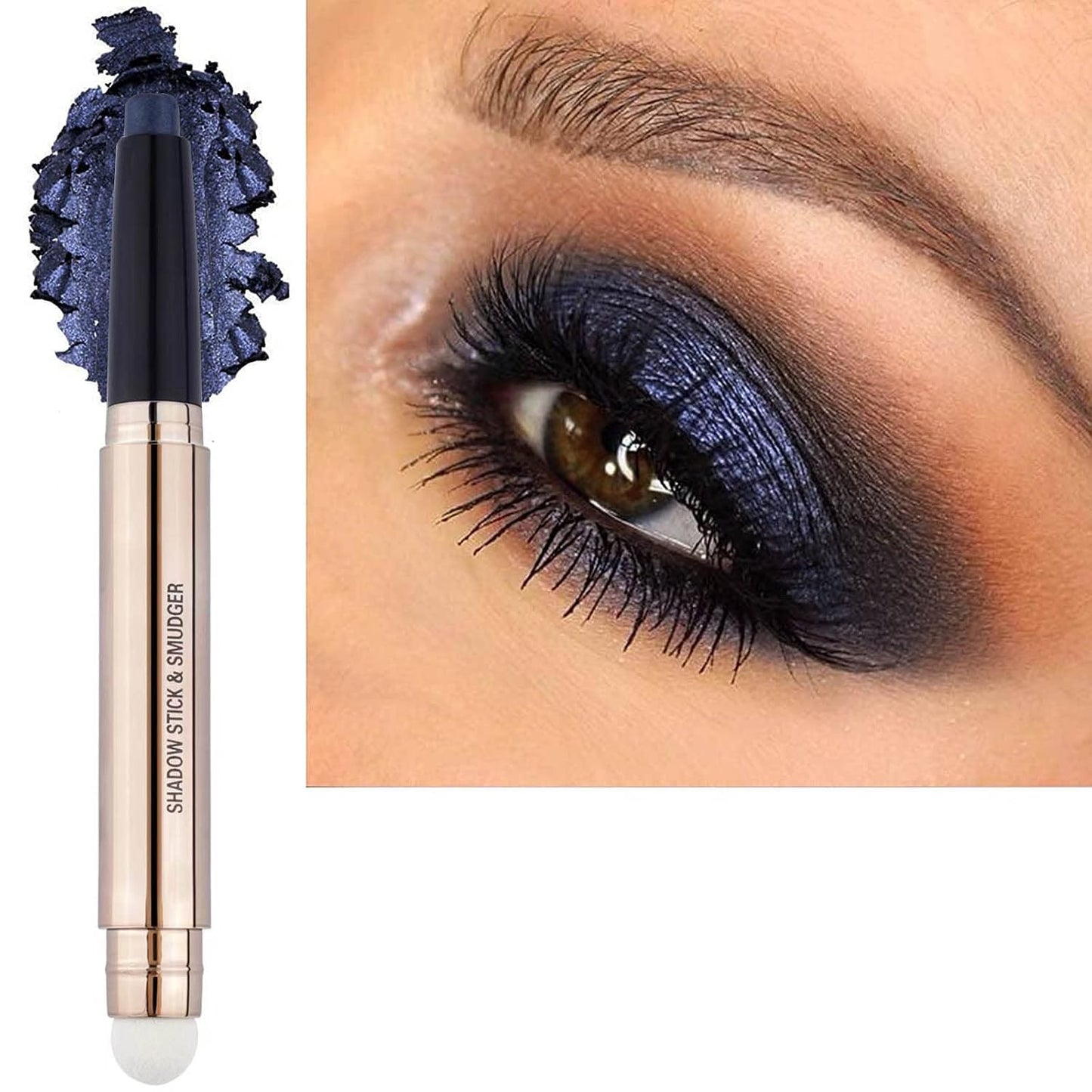 Light Gold Eyeshadow Stick - Waterproof Hypoallergenic Crayon Makeup | Long-Lasting Shimmer with Soft Brush
