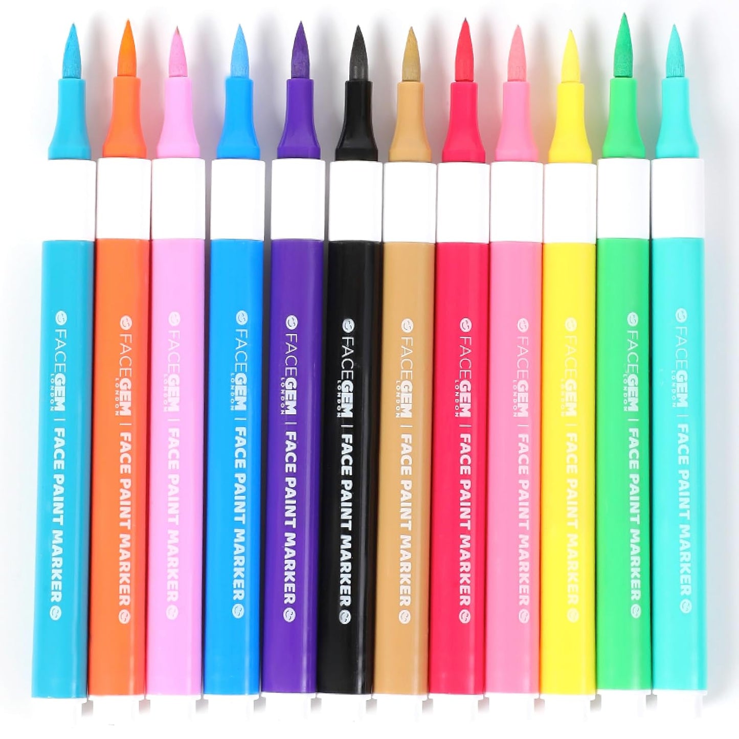 Water-Based Face Paint Kit - 12 Vibrant Colors, Fast-Drying & Washable | Mess-Free Stencils for Festivals & Parties