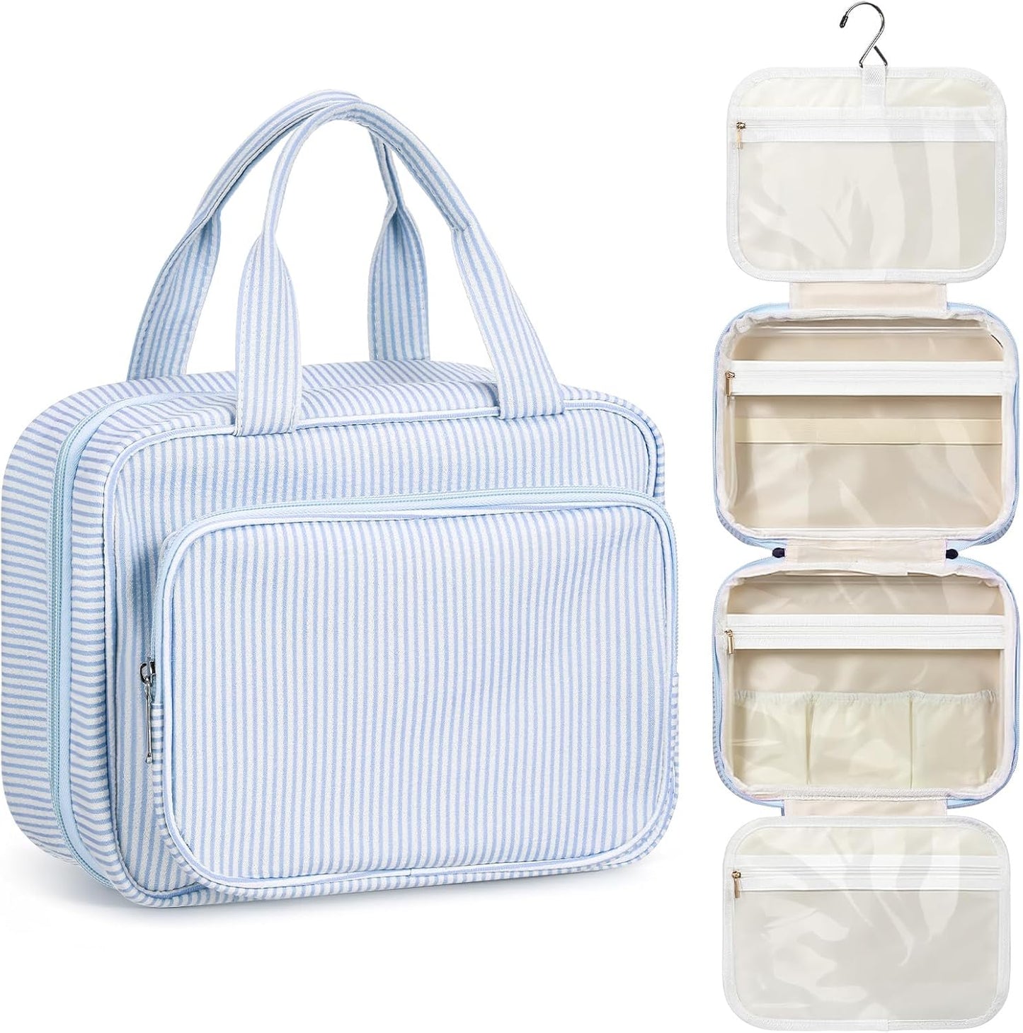 Huhumy Hanging Toiletry Bag - Travel Cosmetic Organizer with Detachable Pouch | Blue