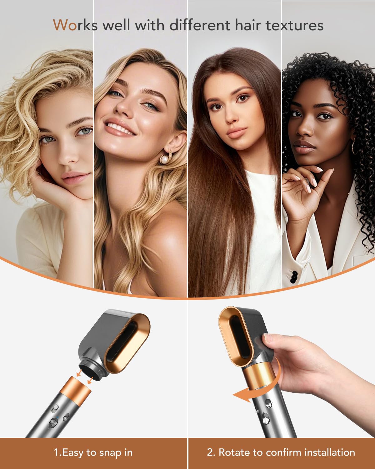 Dyson Pre-Styling Dryer Nozzle | Fast Drying Attachment for Airwrap HS01/HS05 - Nickel/Copper Finish