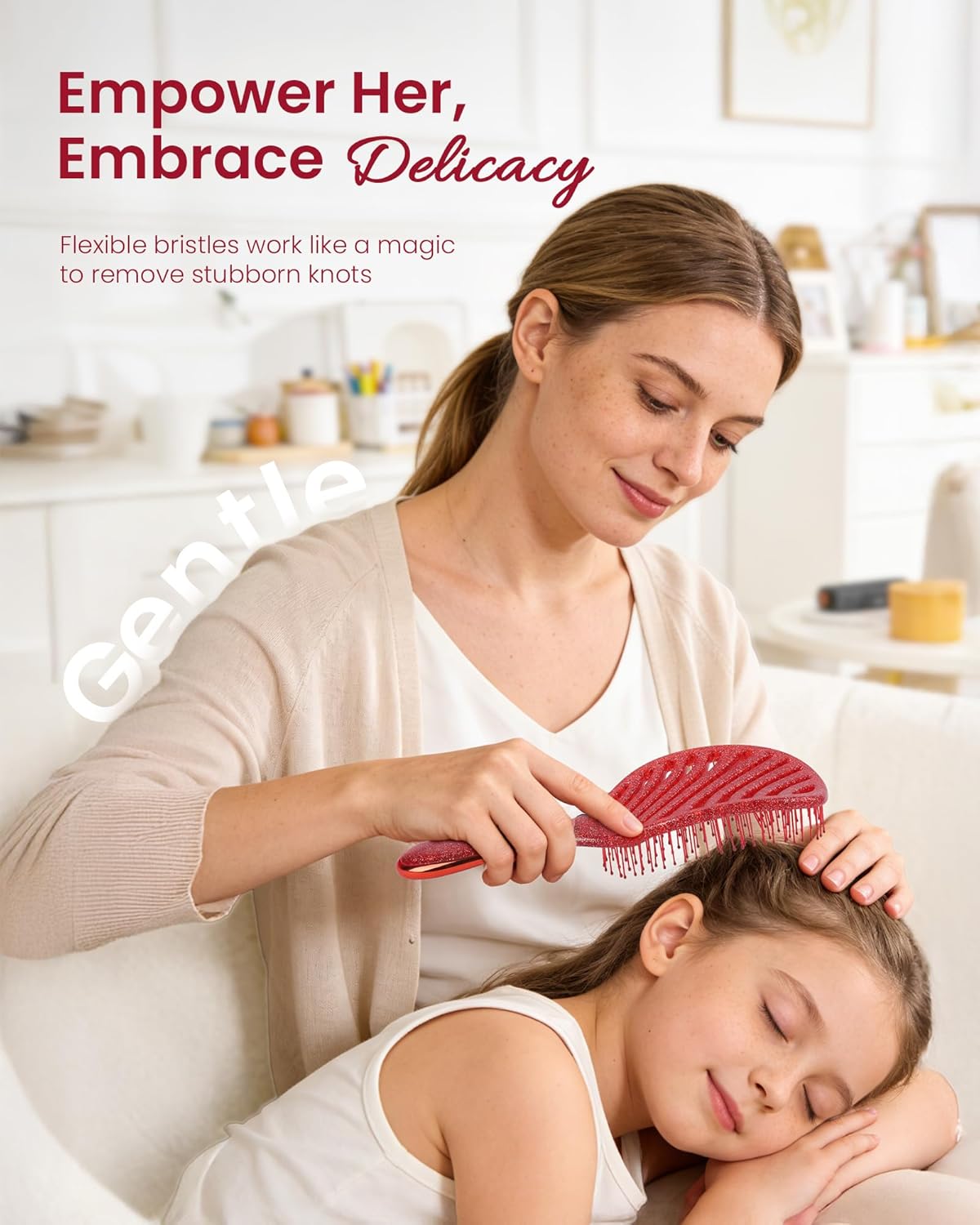 AIMIKE Painless Detangler Hair Brush - Soft Bristles for Kids & Teen Girls | Ideal for Wet & Dry Use