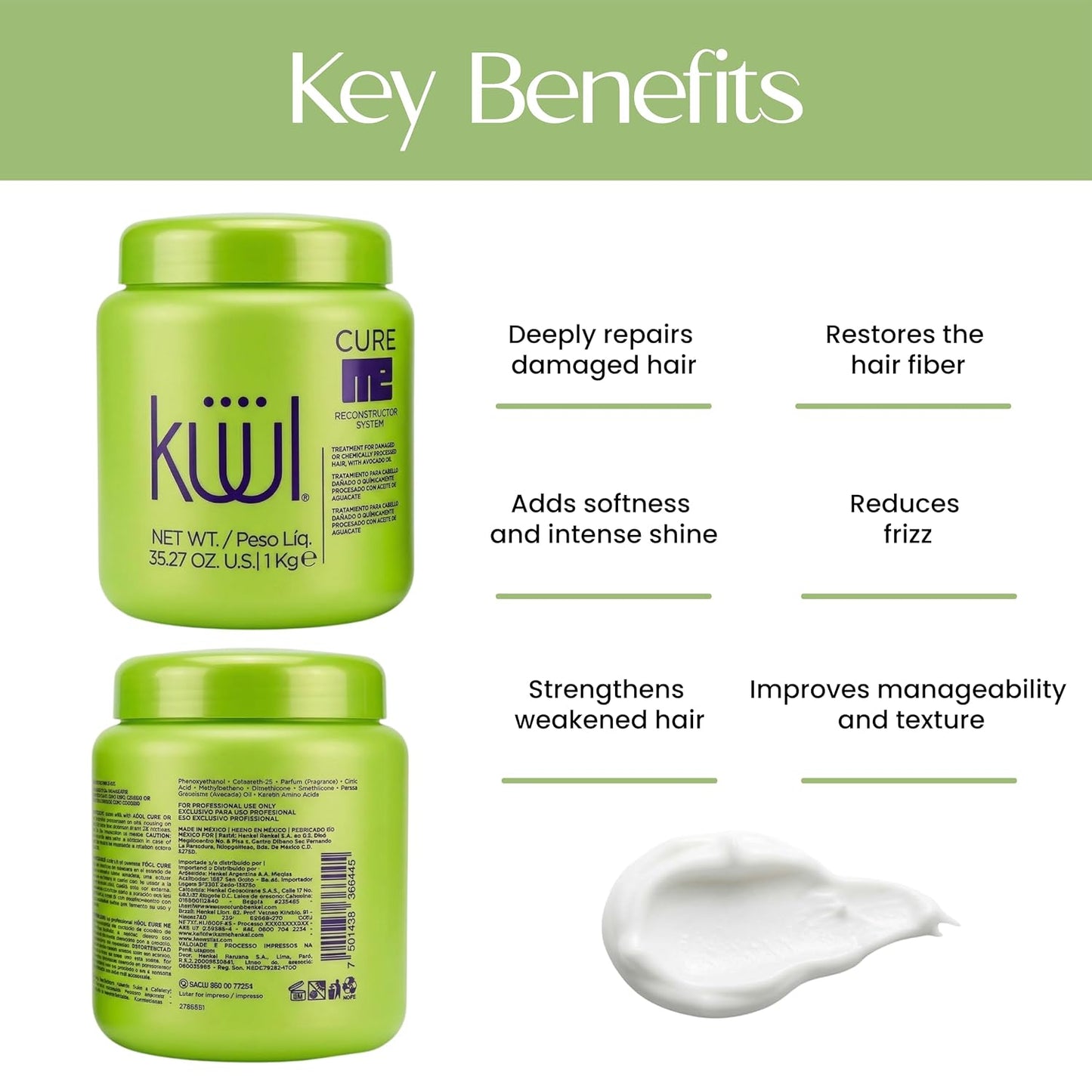 Hair Repair Treatment Mask - Avocado Oil Protein Reconstructor for Damaged Hair | 35.2 oz Deep Conditioning & Anti-Frizz
