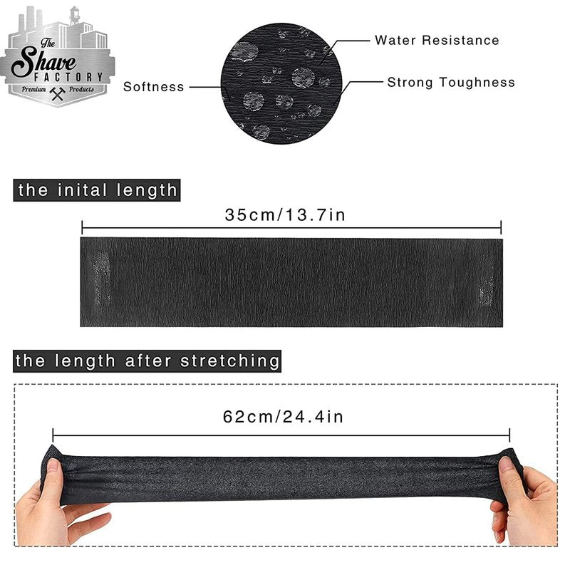 The Shave Factory Neck Strip, Disposable Barber Paper for Neck Strips/Bands, 4 Rolls (Black, Accessory for Professional Barbers and Individual Customers)