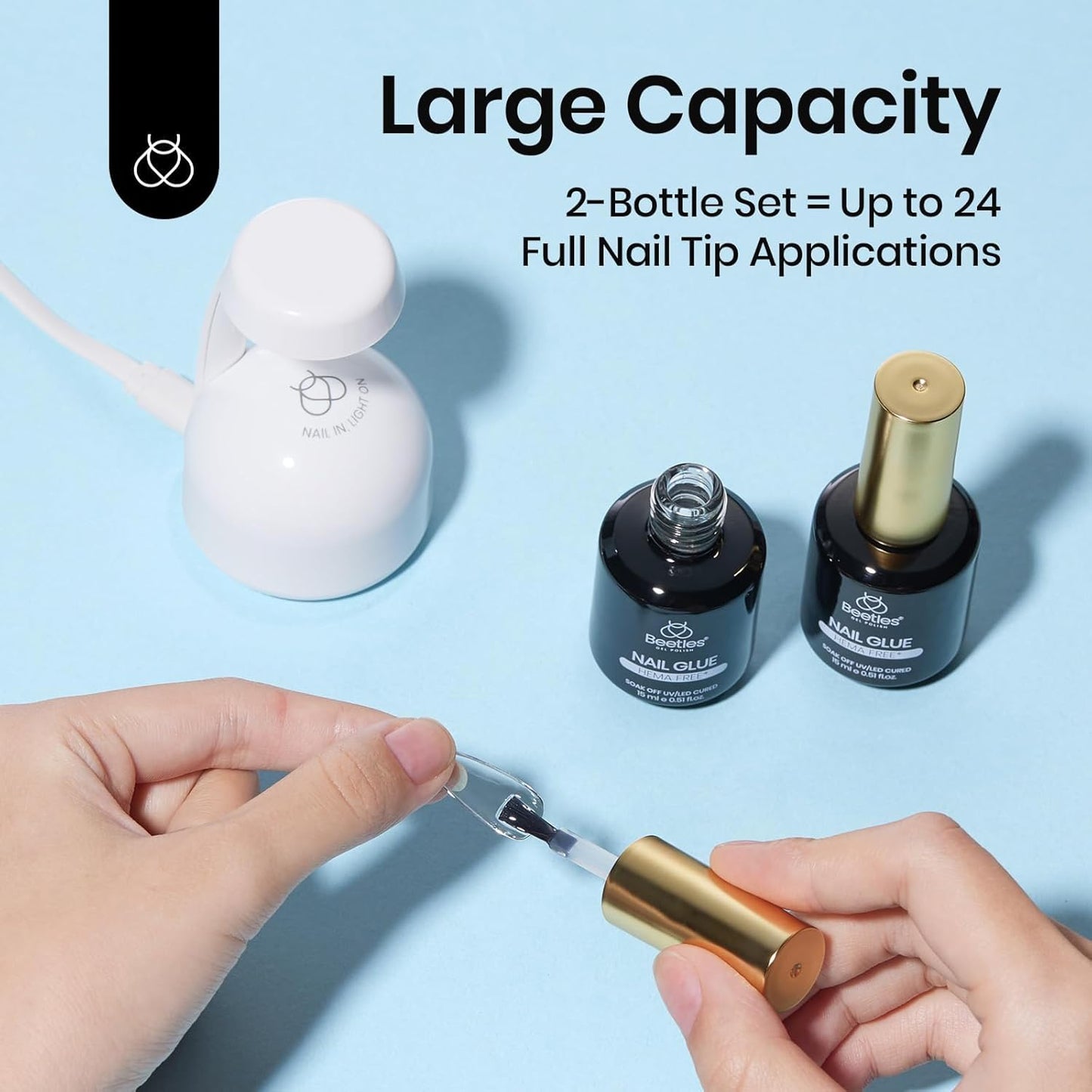 Beetles Nail Glue Gel - HEMA-Free 15ml for Acrylic Tips & Press-On Nails | Super Strong UV Formula, Long-Lasting DIY Kit