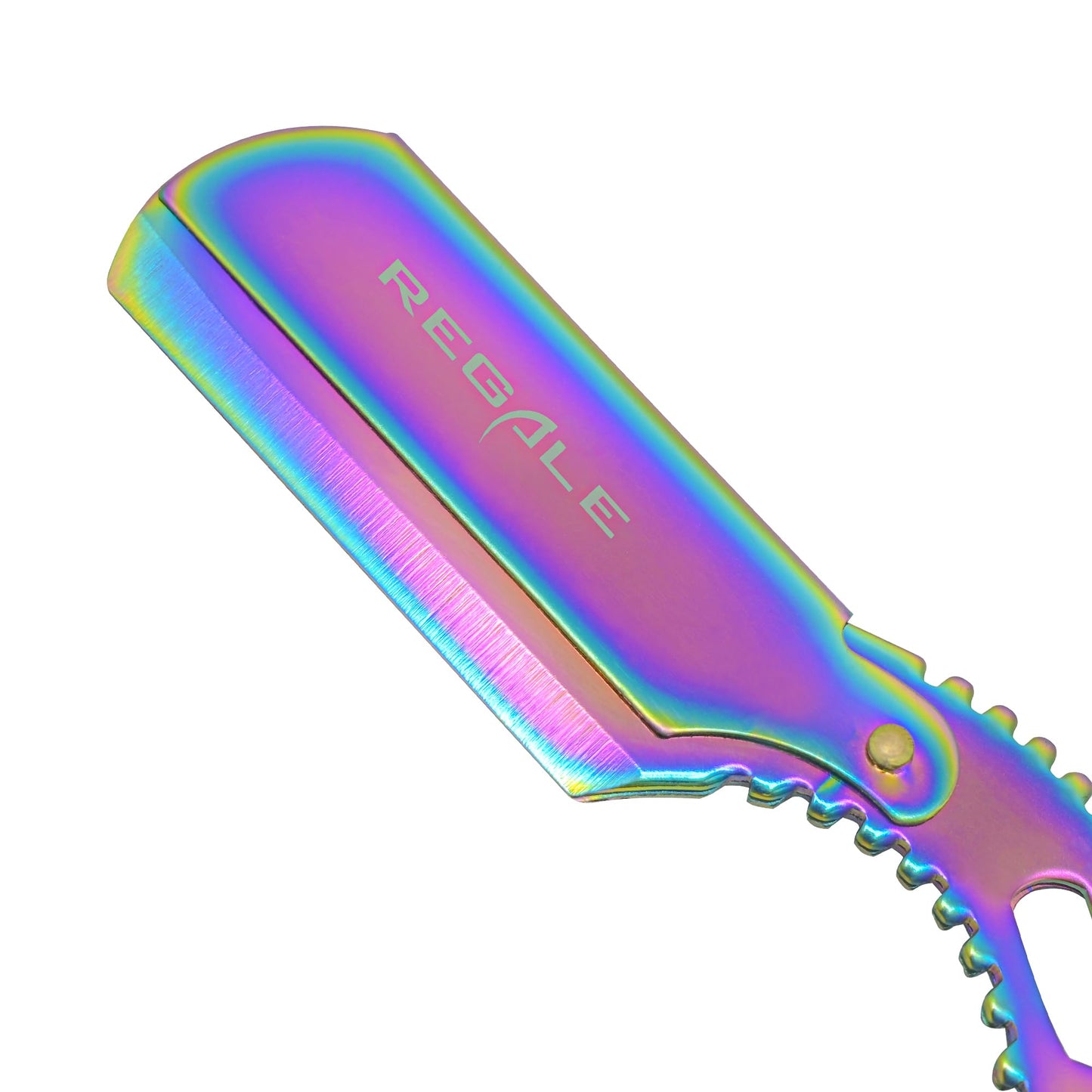 Regale Barber Supply Finger Insert Straight Edge Razor Multi Rainbow, Classic Stainless Steel Barbero Shaver for a Smooth & Precise Shave, Premium Barber Razor for Men's Shaving