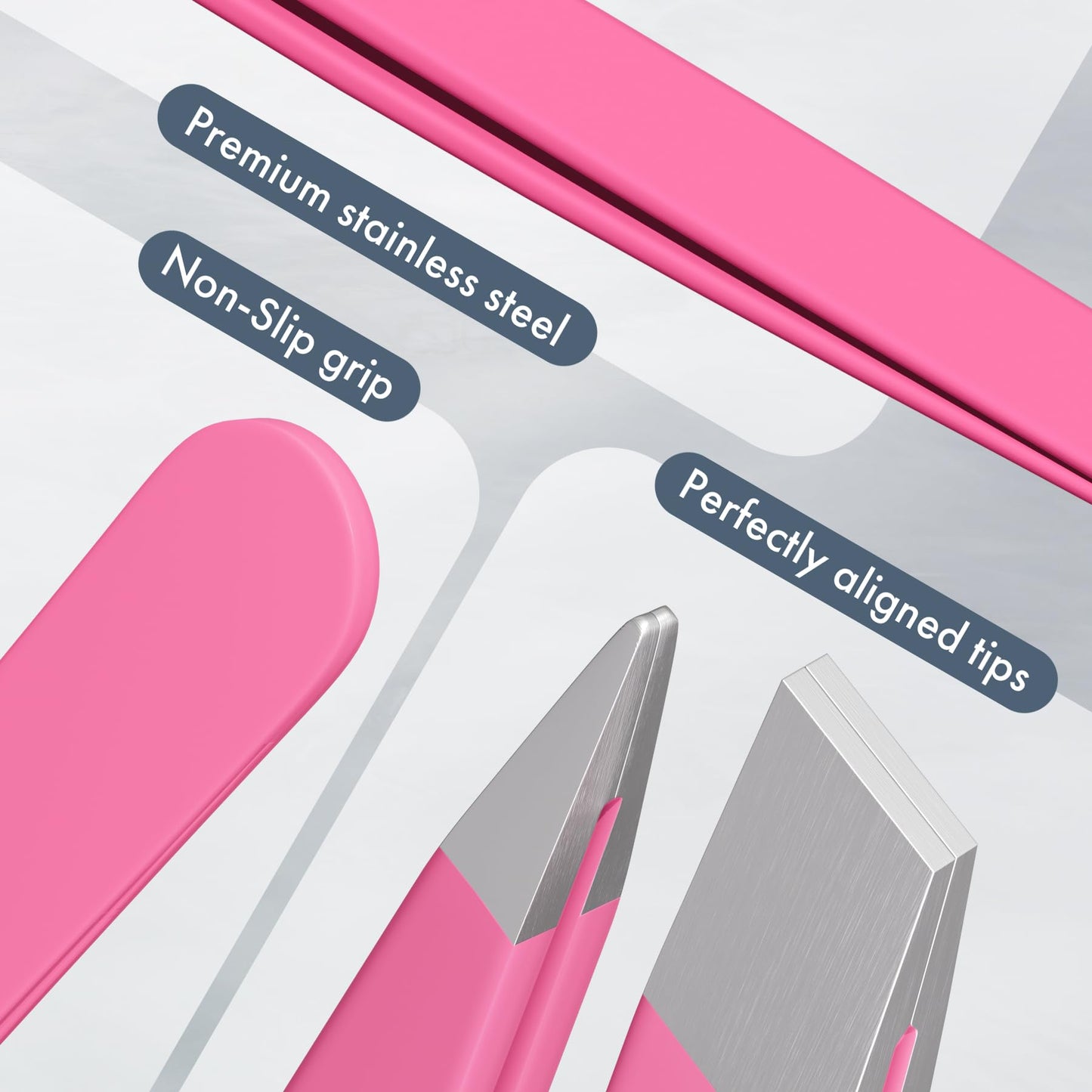 EZ2LIVE Tweezers for Women Facial Hair, Slant & Pointed Tweezers for Eyebrows, Ingrown Hair, Splinter Removal, 2 Pack Tweezer Set, Professional Stainless Steel Eyebrow Tweezers for Men and Women, Pink