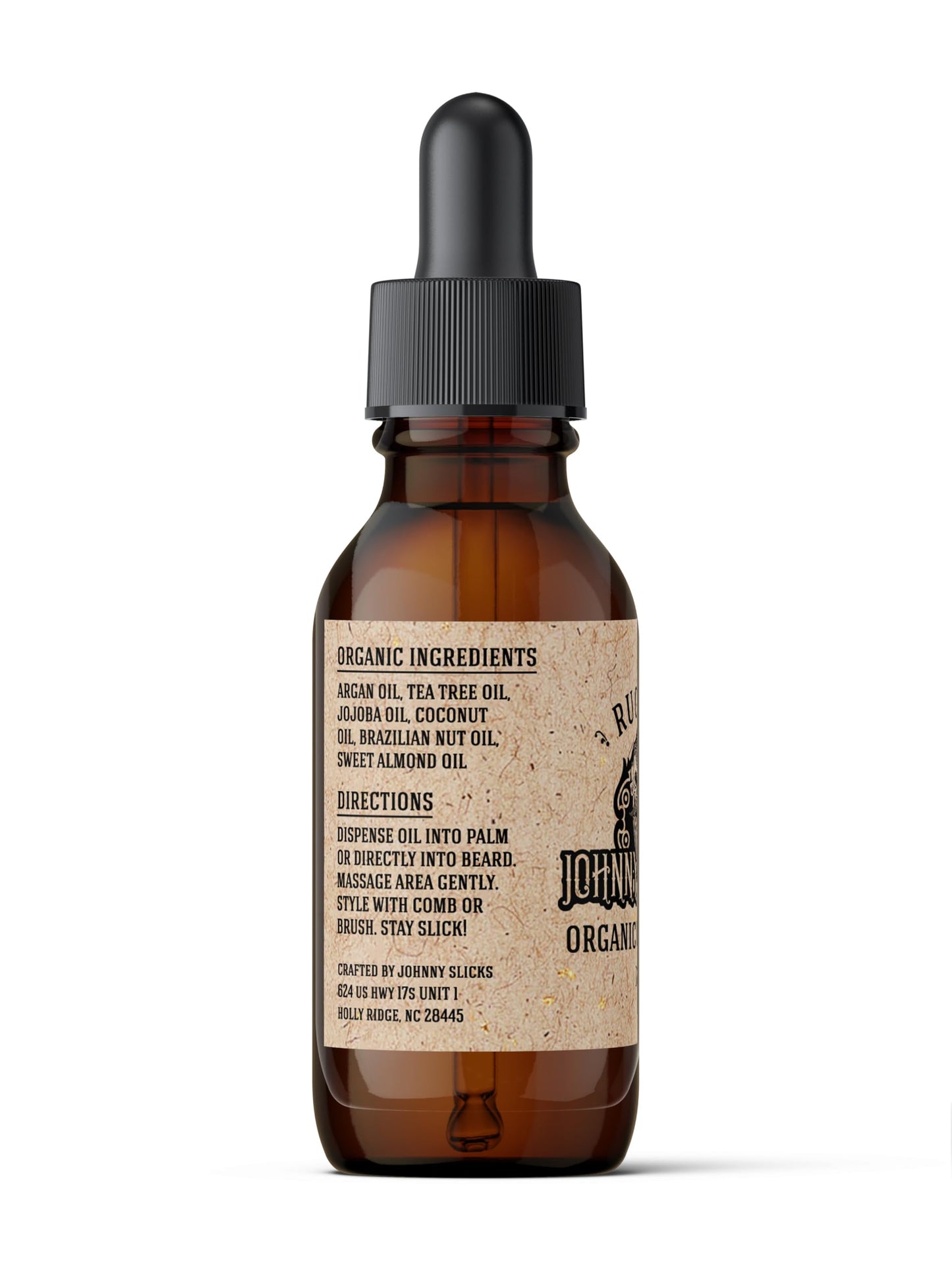 Johnny Slicks Organic Beard Oil | Moisturizes, Reduces Dry Skin & Itch | US Made, Veteran Owned (Chemical-free w/Tea Tree, Jojoba, Coconut & Argan), Original