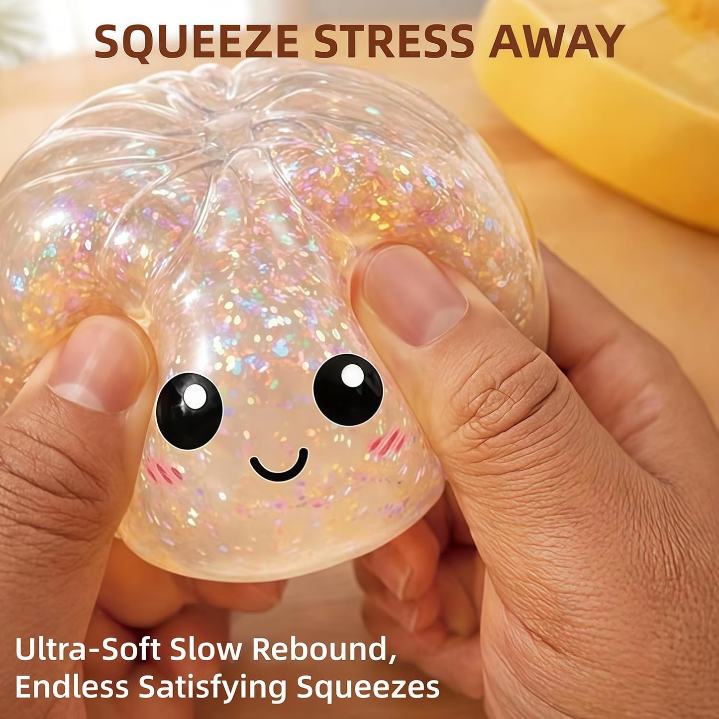 Glitter Dumpling Squishy - Soft Stress Relief Fidget Toy | Mini Food Steamer Design, White