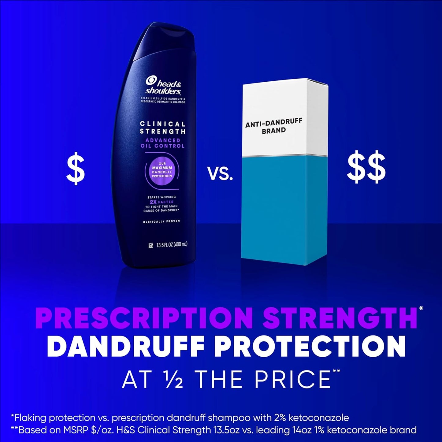 Head & Shoulders Anti-Dandruff Shampoo - Clinical Strength 1% Selenium Sulfide for Oily Scalp | 13.5 fl oz Each