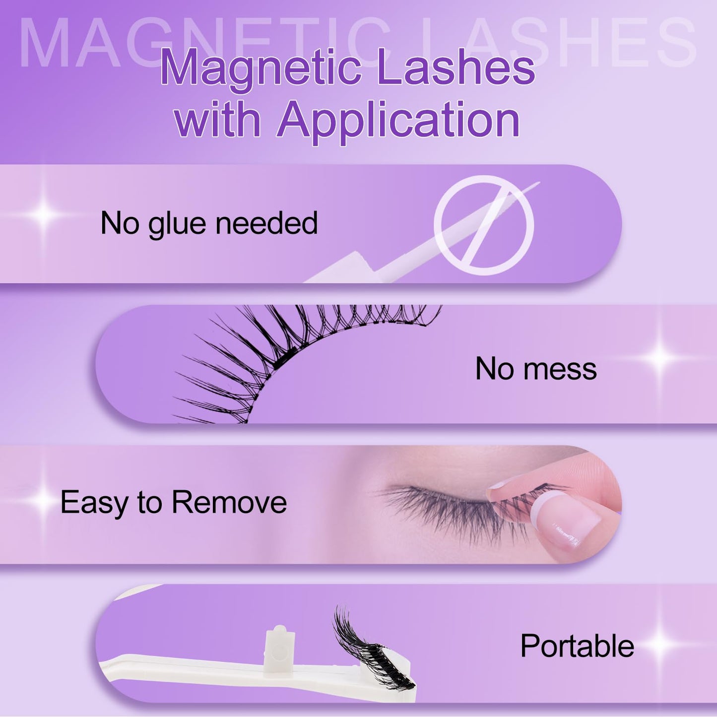 4 Pairs Magnetic Eyelashes Natural Look Kit False Eyelashes No Glue Needed - Reusable False Eyelashes Soft Magnetic Eyelashes Easy to Wear and Remove Use at Home（Four pairs-Y1+Y3）