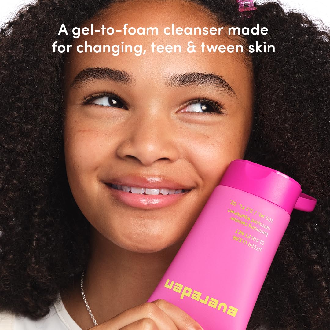Evereden Balancing Jelly Cleanser for Teens | Vegan Face Wash for Oily & Pimple-Prone Skin - Gentle Pore Cleanser for Ages 10-12