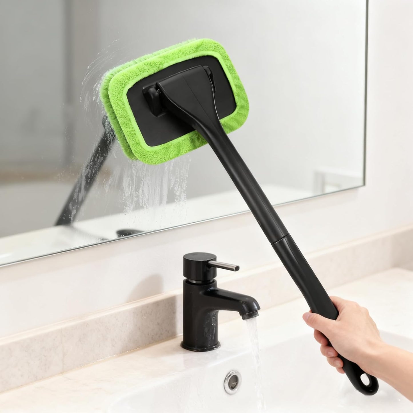 Windshield Cleaning Tool - 5-Piece Auto Window Cleaner Set | Long Handle with Reusable Pads for Vehicle Glass