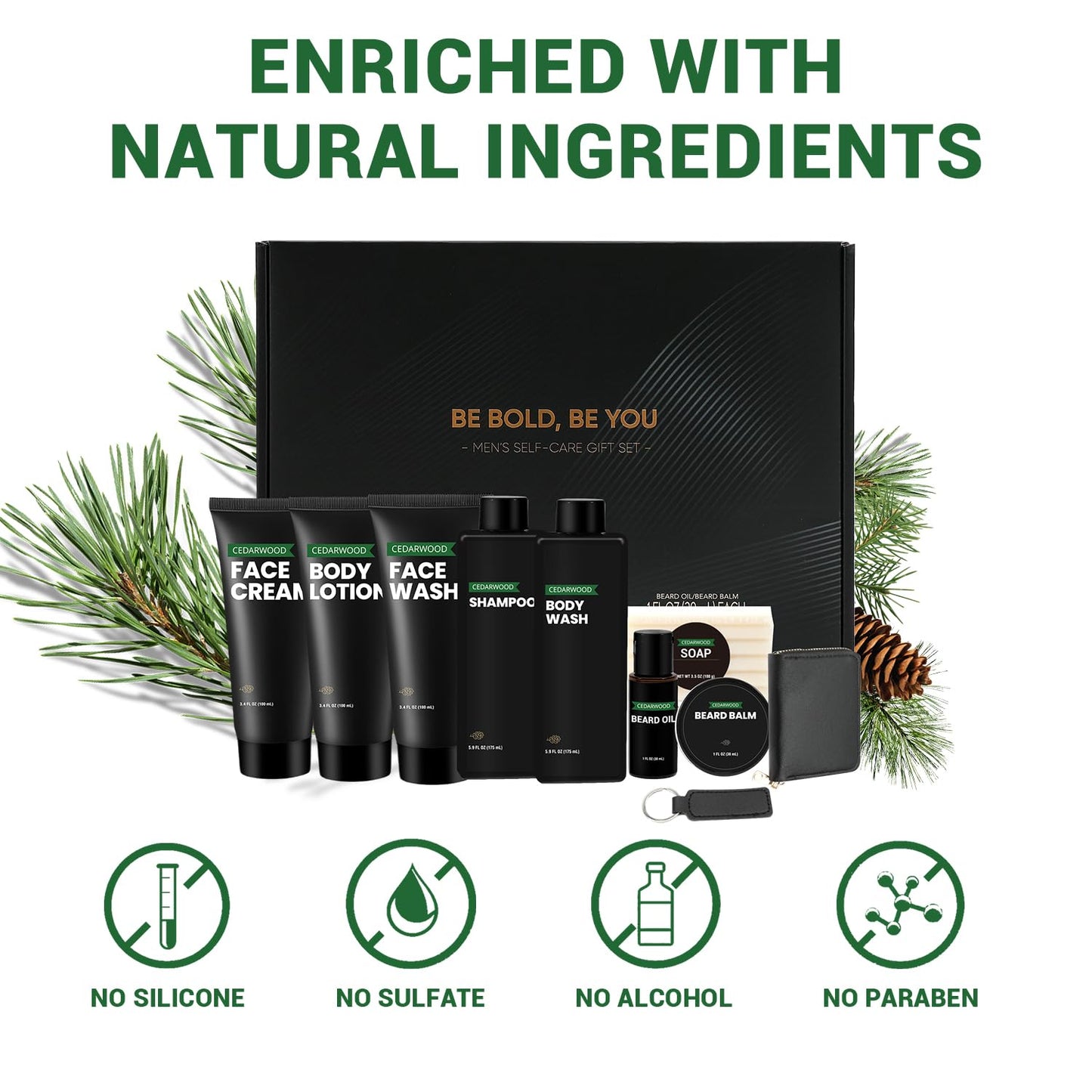 Rinse & Robust Beard Kit for Men, Gifts for Men, Cedarwood Beard Oil Gift Sets, Birthday Gifts Mens Stocking Stuffers for Dad Boyfriend Husband Valentines, Holiday Grooming Gift Set