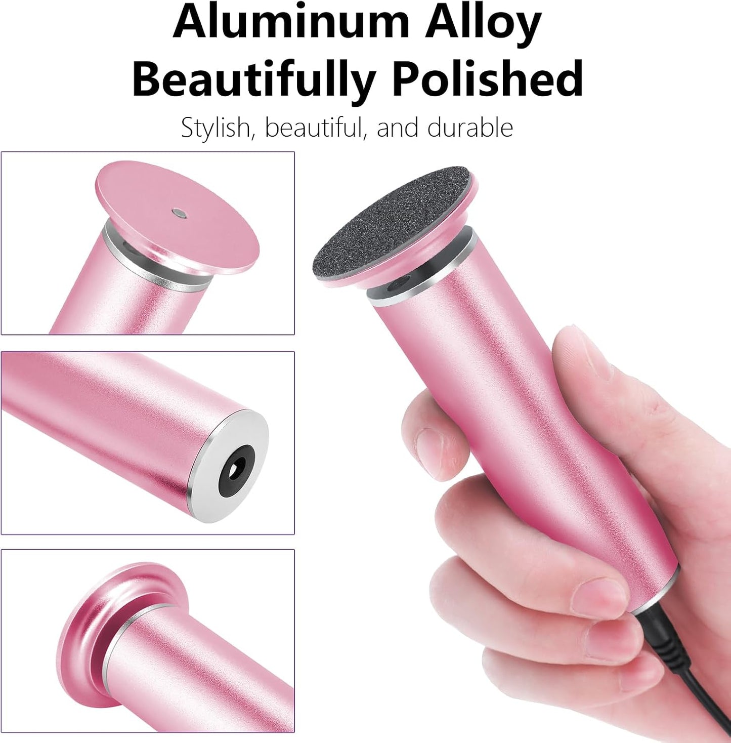 Electric Foot File Callus Remover - Adjustable Speed Pedicure Tool for Dead Skin & Calluses | Upgraded FCR-1 Pink