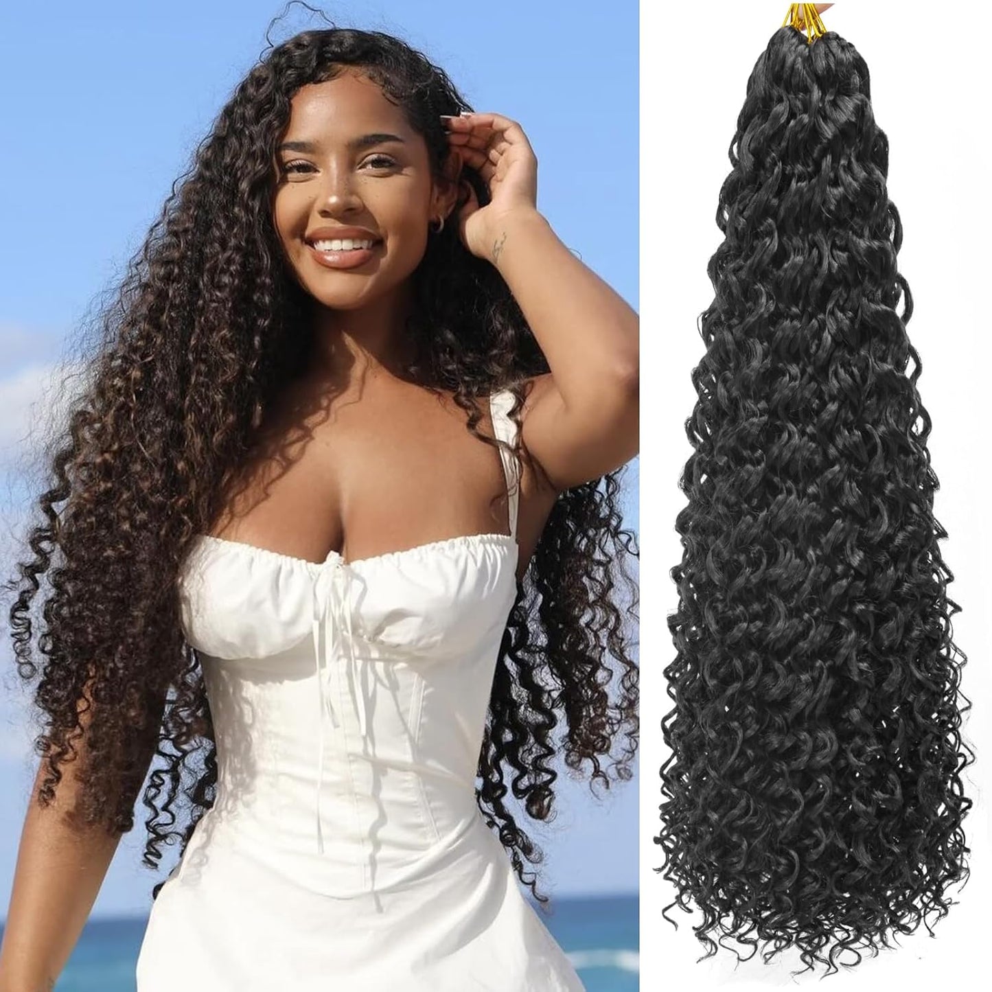 Water Wave Crochet Hair Extensions - Blonde Synthetic Bohemian Braids | 14 Inch Deep Wave (27#)