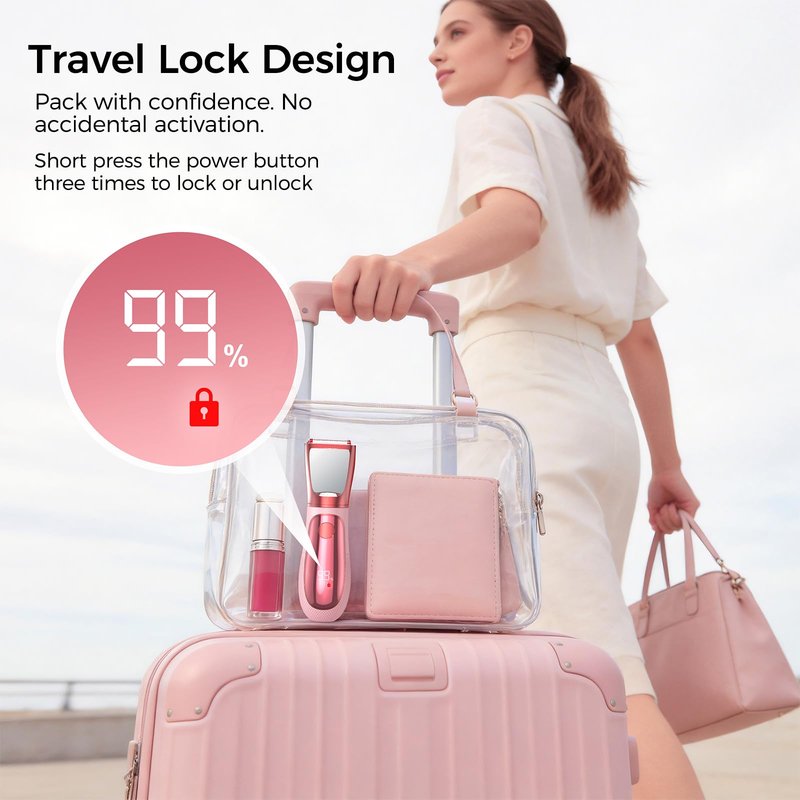 NIPOO Bikini Trimmer for Women, 2 in 1 Electric Razors Shaver, IPX7 Waterproof Body Hair Trimmer with Mirror, LED Light & Display, Painless Pubic Hair Removal, Pink