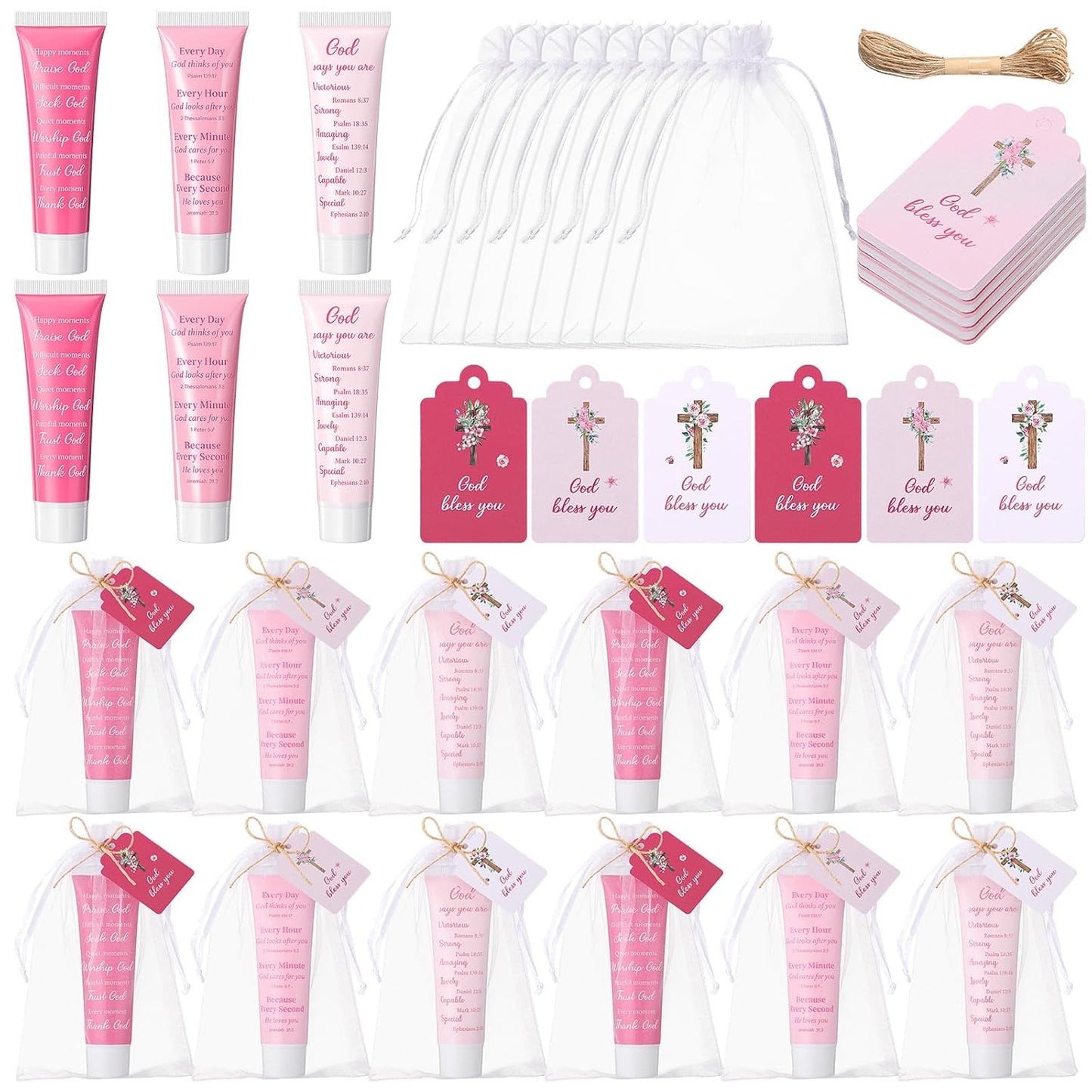 Christian Gifts for Mom - 12 Pink Hand Creams with Bible Verses | Perfect Mother's Day Church Favors